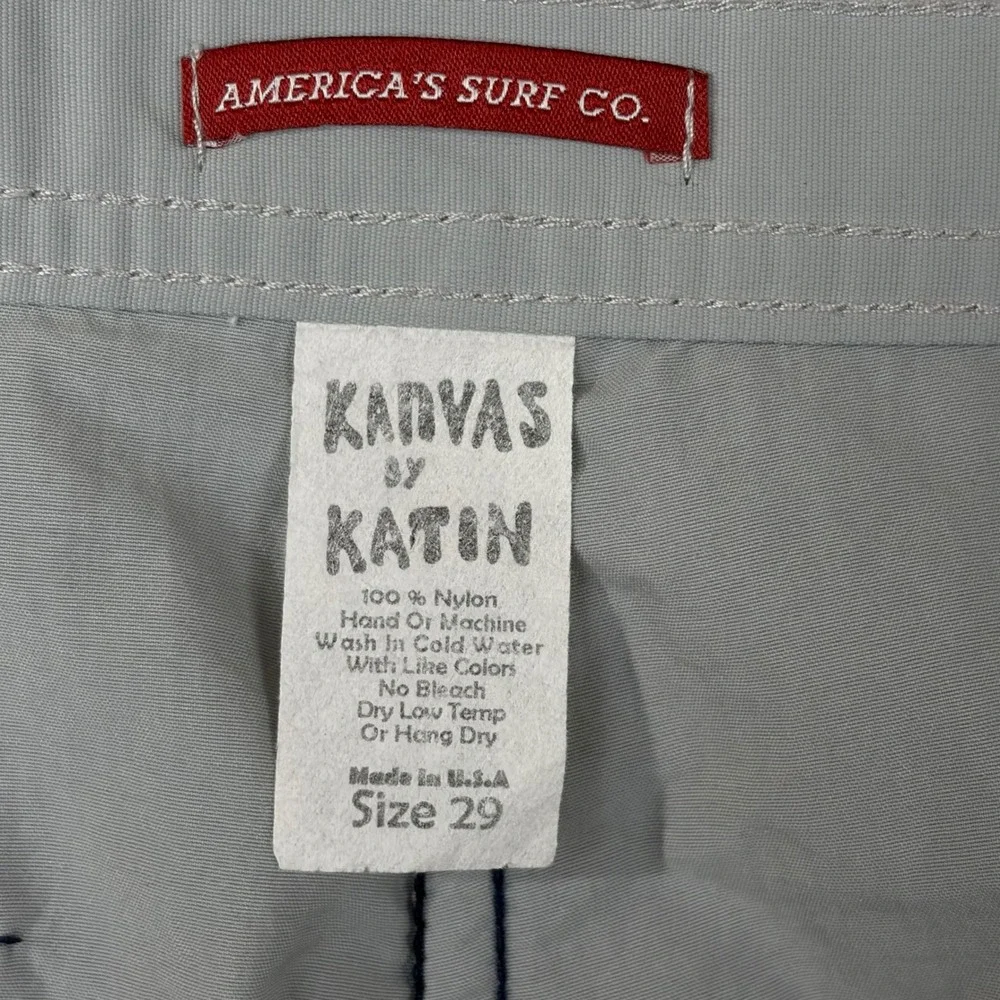 Katin Kanvas Mens Navy Blue Board Shorts Surf Trunks Size 29 Made‎ in USA